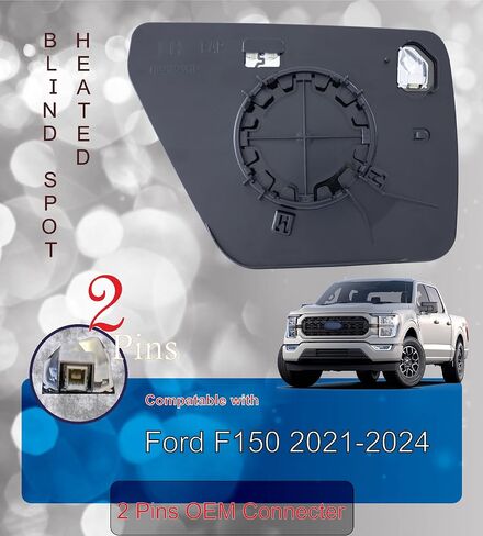 استبدال زجاج المرآة الجانبية للركاب متوافق مع Ford F150 2021-2024، مُسخن باستخدام مراقب، ML3Z-17K707-C، ML3Z17K707C in Kuwait