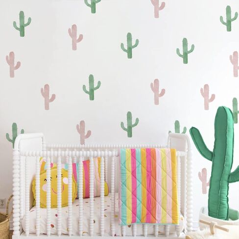 Watercolor Boho Floral Wall Decals Peel and Stick, PVC Fern Green and Dusty Pink Leaves Wall Stickers, Botanical Wall Art Decor for Kids Room Playroom Nursery Bedroom Classroom in Kuwait