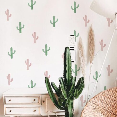 Watercolor Boho Floral Wall Decals Peel and Stick, PVC Fern Green and Dusty Pink Leaves Wall Stickers, Botanical Wall Art Decor for Kids Room Playroom Nursery Bedroom Classroom in Kuwait