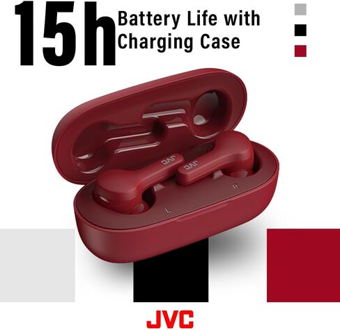 JVC True Wireless Earbuds Headphones, Bluetooth 5.0, Water Resistance (IPX4), Long Battery Life (up to 15 Hours) - HAA8TB (Black) in Kuwait