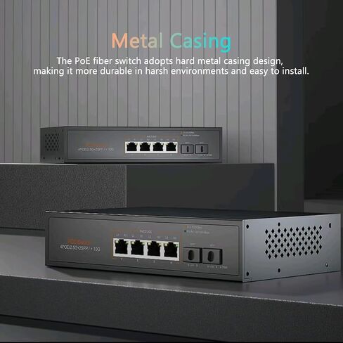 4 منافذ 2.5G PoE Switch مع 10G SFP + Slot IEEE802.3af/at 30W حتى 75W 10/100/1000M/2.5G محول إيثرنت لسطح المكتب غير مُدار من ألياف الشبكة 110-240 فولت تيار متردد in Saudi Arabia