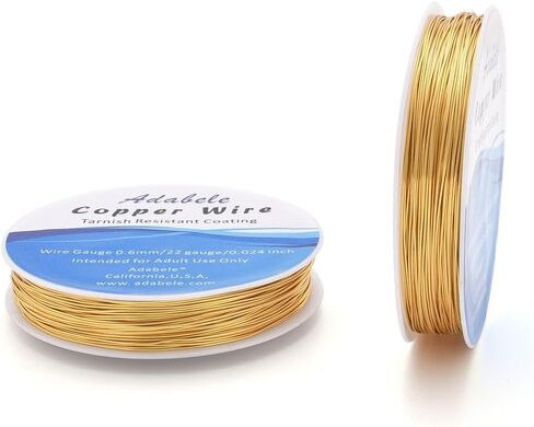 Adabele 124 Feet (38 Meters) Premium Tarnish Resistant Jewelry Making Wire (Wire - 0.6mm/22 Gauge) Light KC Gold Plated Brass for Jewelry Crafting Making BF286-6 in Saudi Arabia