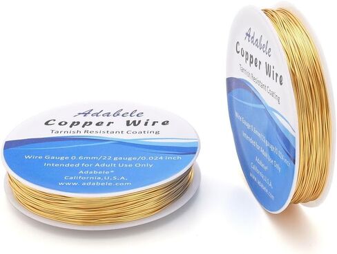 Adabele 124 Feet (38 Meters) Premium Tarnish Resistant Jewelry Making Wire (Wire - 0.6mm/22 Gauge) Light KC Gold Plated Brass for Jewelry Crafting Making BF286-6 in Saudi Arabia