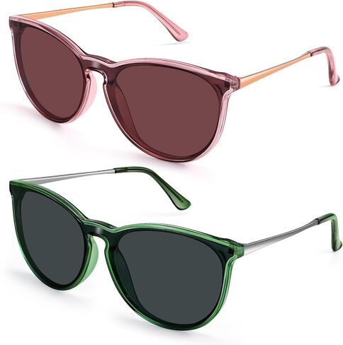 Dollger Oversized Trendy Retro Aviator Sunglasses for Women, Light-Tinted Round-Frame Sunglasses, 100% UV Protection for Driving, Riding, Beach, and Travel in Saudi Arabia