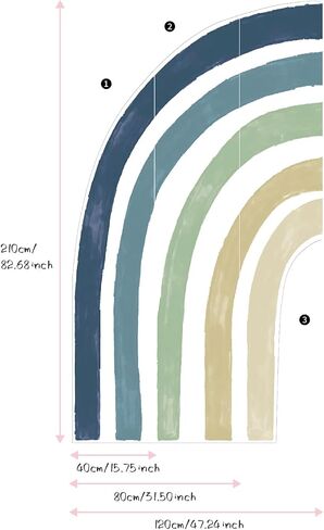 funlife Large Watercolor Fabric Rainbow Wall Mural, Seamless Pale Peel and Stick Rainbow Wall Sticker for Nursery Baby Girl Kids Bedroom Living Room Decor, 94.49"x82.68" in Saudi Arabia