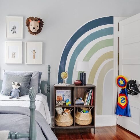 funlife Large Watercolor Fabric Rainbow Wall Mural, Seamless Pale Peel and Stick Rainbow Wall Sticker for Nursery Baby Girl Kids Bedroom Living Room Decor, 94.49"x82.68" in Saudi Arabia