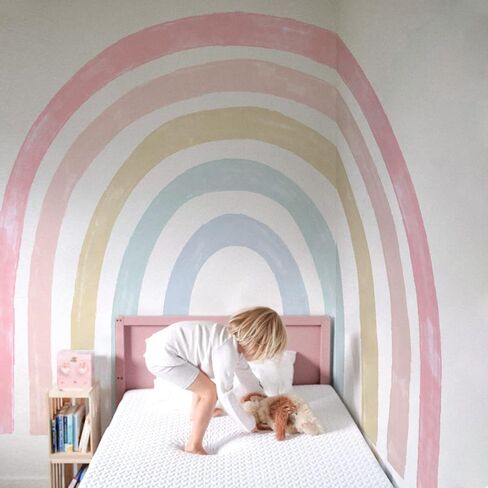 funlife Large Watercolor Fabric Rainbow Wall Mural, Seamless Pale Peel and Stick Rainbow Wall Sticker for Nursery Baby Girl Kids Bedroom Living Room Decor, 94.49"x82.68" in Saudi Arabia
