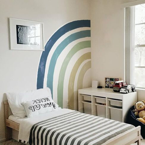 funlife Large Watercolor Fabric Rainbow Wall Mural, Seamless Pale Peel and Stick Rainbow Wall Sticker for Nursery Baby Girl Kids Bedroom Living Room Decor, 94.49"x82.68" in Saudi Arabia