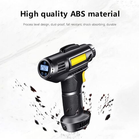 Portable Cordless Tire Inflator, Rechargeable Air Pump for Car Tires, Car Tire Pump Air Compressor with Car Power Adapter, Digital Pressure Gauge, Wireless Car Air Pump, Quick Inflation in Saudi Arabia