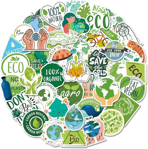 ملصقات حماية البيئة 50 ملصق فينيل أخضر مقاوم للماء للأطفال في سن المراهقة والبالغين للكمبيوتر المحمول والكمبيوتر المحمول والجيتار والأمتعة والهاتف وزجاجة مياه لحماية الأرض in Kuwait