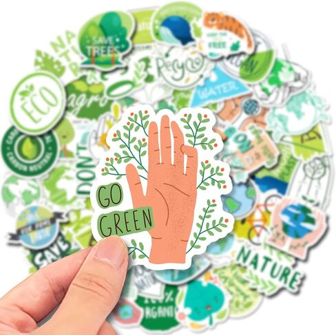 ملصقات حماية البيئة 50 ملصق فينيل أخضر مقاوم للماء للأطفال في سن المراهقة والبالغين للكمبيوتر المحمول والكمبيوتر المحمول والجيتار والأمتعة والهاتف وزجاجة مياه لحماية الأرض in Kuwait