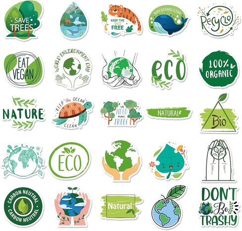 ملصقات حماية البيئة 50 ملصق فينيل أخضر مقاوم للماء للأطفال في سن المراهقة والبالغين للكمبيوتر المحمول والكمبيوتر المحمول والجيتار والأمتعة والهاتف وزجاجة مياه لحماية الأرض in Kuwait