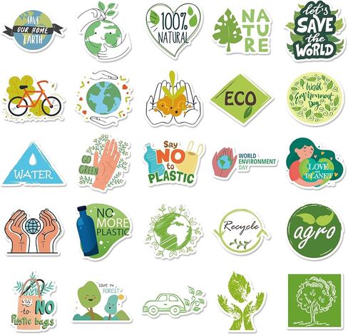 ملصقات حماية البيئة 50 ملصق فينيل أخضر مقاوم للماء للأطفال في سن المراهقة والبالغين للكمبيوتر المحمول والكمبيوتر المحمول والجيتار والأمتعة والهاتف وزجاجة مياه لحماية الأرض in Kuwait