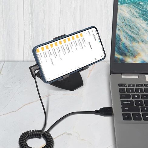 YACSEJAO Coiled USB C Charging Cable Retractable USB 2.0 to 90 Degree Type C Right Angle Fast Charging and Data Sync L Shape Powerline Cord with Most Type C USB Devices in Saudi Arabia