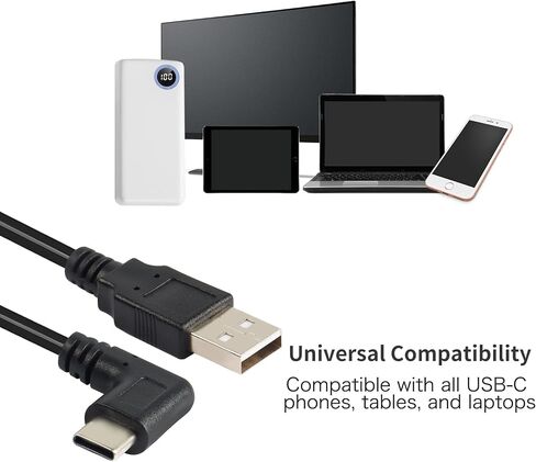 YACSEJAO Coiled USB C Charging Cable Retractable USB 2.0 to 90 Degree Type C Right Angle Fast Charging and Data Sync L Shape Powerline Cord with Most Type C USB Devices in Saudi Arabia