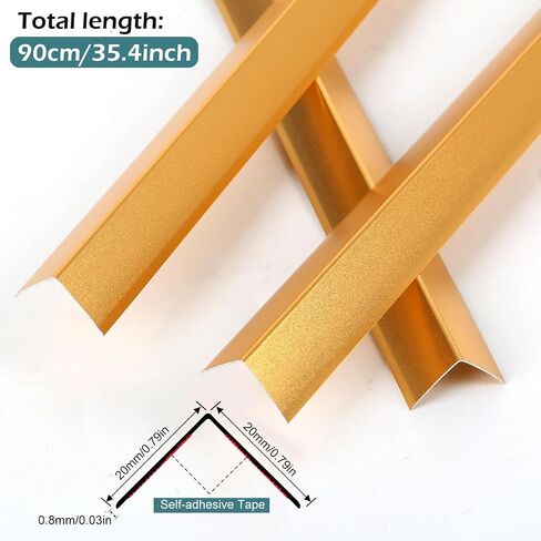 Corner Guards for Walls, Aluminum L Molding Corner Protectors for Walls, 3PCS Wall Corner Guard Protector with 89-Degree Angle,0.8IN x 0.8IN x 3FT (Gold) in Saudi Arabia