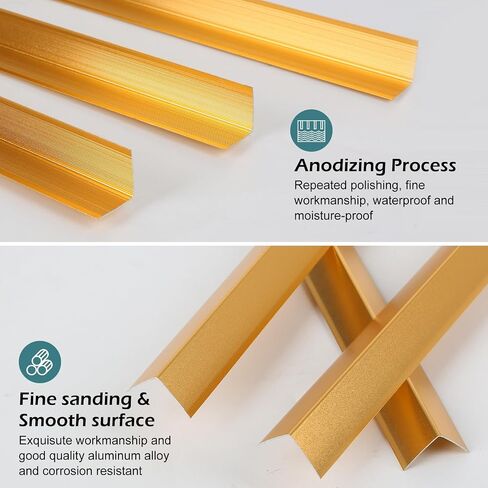 Corner Guards for Walls, Aluminum L Molding Corner Protectors for Walls, 3PCS Wall Corner Guard Protector with 89-Degree Angle,0.8IN x 0.8IN x 3FT (Gold) in Saudi Arabia