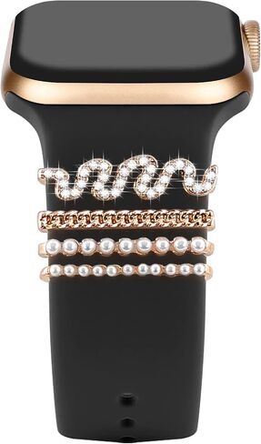 Charm Fashion Decorative Ring for Apple Watch Silicone Band Charm 49mm 45mm 44mm 42mm 41mm 40mm 38mm iwatch ultra Series 8 7 6 5 4 3 2 Diamond Sparkle Decorative Metal Charm (Without Band) in Saudi Arabia