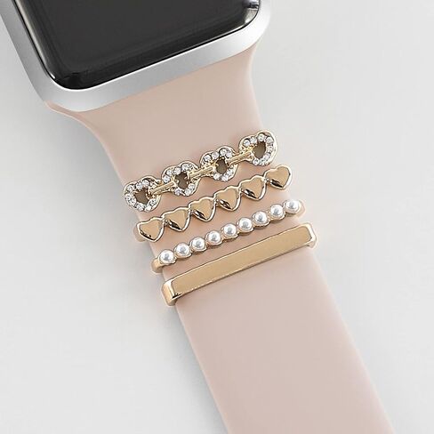Charm Fashion Decorative Ring for Apple Watch Silicone Band Charm 49mm 45mm 44mm 42mm 41mm 40mm 38mm iwatch ultra Series 8 7 6 5 4 3 2 Diamond Sparkle Decorative Metal Charm (Without Band) in Saudi Arabia