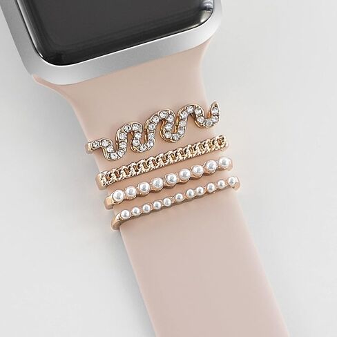Charm Fashion Decorative Ring for Apple Watch Silicone Band Charm 49mm 45mm 44mm 42mm 41mm 40mm 38mm iwatch ultra Series 8 7 6 5 4 3 2 Diamond Sparkle Decorative Metal Charm (Without Band) in Saudi Arabia