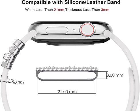 Charm Fashion Decorative Ring for Apple Watch Silicone Band Charm 49mm 45mm 44mm 42mm 41mm 40mm 38mm iwatch ultra Series 8 7 6 5 4 3 2 Diamond Sparkle Decorative Metal Charm (Without Band) in Saudi Arabia