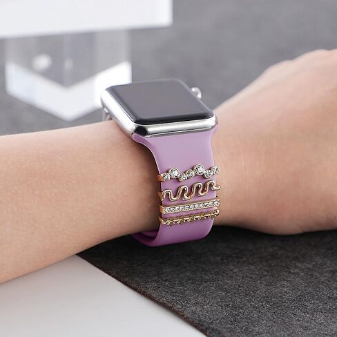Charm Fashion Decorative Ring for Apple Watch Silicone Band Charm 49mm 45mm 44mm 42mm 41mm 40mm 38mm iwatch ultra Series 8 7 6 5 4 3 2 Diamond Sparkle Decorative Metal Charm (Without Band) in Saudi Arabia