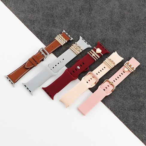 Charm Fashion Decorative Ring for Apple Watch Silicone Band Charm 49mm 45mm 44mm 42mm 41mm 40mm 38mm iwatch ultra Series 8 7 6 5 4 3 2 Diamond Sparkle Decorative Metal Charm (Without Band) in Saudi Arabia