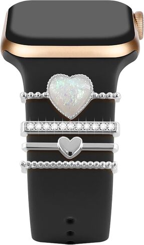 Charm Fashion Decorative Ring for Apple Watch Silicone Band Charm 49mm 45mm 44mm 42mm 41mm 40mm 38mm iwatch ultra Series 8 7 6 5 4 3 2 Diamond Sparkle Decorative Metal Charm (Without Band) in Saudi Arabia