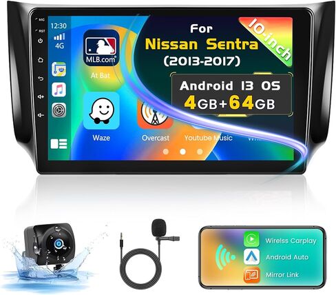 2G+64G Android 13 Radio Dash Kit for Nissan Sentra 2013-2017 with Wireless Apple Carplay&Android Auto, 10.1" Touchscreen Replacement Radio with Backup Camera Mic HiFi FM USB EQ RCA in Saudi Arabia
