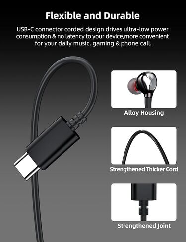 سماعات رأس USB C لهاتف iPhone 16 15 Pro Plus Samsung S24 S23 S22 Ultra Flip Fold A53، سماعات أذن سلكية بخاصية إلغاء الضوضاء داخل الأذن من النوع C، ميكروفون للتحكم في مستوى الصوت لجهاز iPad Pro، Pixel 8 7a 6 in Kuwait