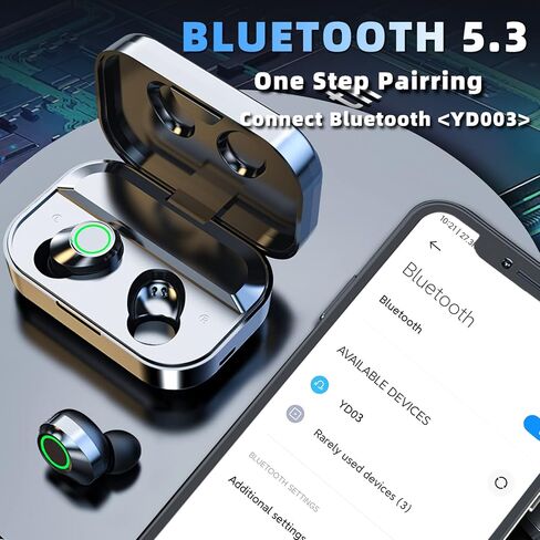 FADACHY Earbuds,Bluetooth 5.3 in Ear Headphones Built-in Microphon,HiFi Stereo Sound,LCD Recharger Case,Touch Control Earphones for Sport Running Waterproof,Blac in Kuwait