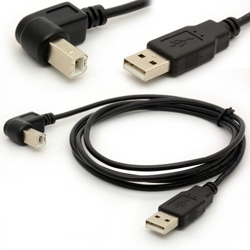 1.5M USB to Printer Adapter Cables 90 Degree USB 2.0 A Male to B Down Angle Plug Converter Lead 480Mbps High Speed Adaptor Scanner Extension Cord (Down) in Kuwait