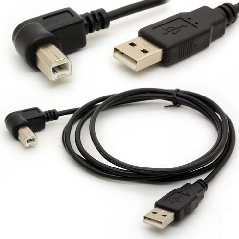 1.5M USB to Printer Adapter Cables 90 Degree USB 2.0 A Male to B Down Angle Plug Converter Lead 480Mbps High Speed Adaptor Scanner Extension Cord (Down) in Kuwait
