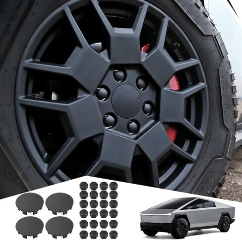 4 قطعة التغطية الكاملة عجلة مركز المحور قبعات غطاء ل تسلا Cybertruck 2024 الملحقات القابلة للإزالة الأسود سهلة التركيب مجموعات مانع االصدأ in Kuwait