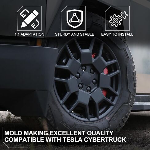 4 قطعة التغطية الكاملة عجلة مركز المحور قبعات غطاء ل تسلا Cybertruck 2024 الملحقات القابلة للإزالة الأسود سهلة التركيب مجموعات مانع االصدأ in Kuwait