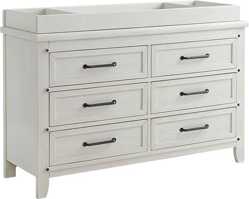 Soho Baby Ellison Premium Changing Topper for 6-Drawer Dresser, Rustic White in Saudi Arabia