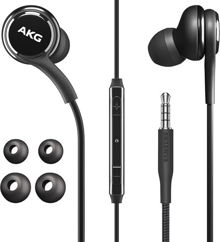 SAMSUNG AKG Earbuds Original 3.5mm in-Ear Earbud Headphones with Remote & Mic for Galaxy A71, A31, Galaxy S10, S10e, Note 10, Note 10+, S10 Plus, S9 - Includes Type C Charging Cable - Black in Saudi Arabia