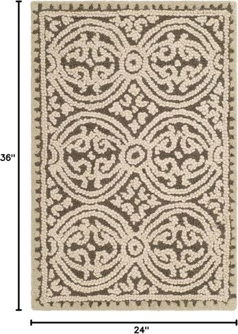 سجادة SAFAVIEH Cambridge Collection Runner - 2'6" x 6'، عاجي وكحلي، صوف مغربي مصنوع يدويًا، مثالية للمناطق ذات حركة المرور العالية في غرفة المعيشة وغرفة النوم (CAM232B) in Saudi Arabia