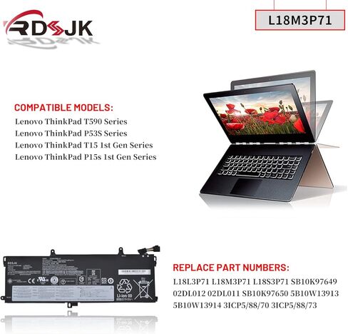 L18M3P71 L18L3P71 L18S3P71 L20D3P71 Laptop Battery for Lenovo ThinkPad T590 P53S ThinkPad T15 P15s 1st Gen Series 02DL011 SB10K97649 02DL012 SB10K97650 5B10W13913 5B10W13914 SB10W51924 11.52V 57Wh in Kuwait