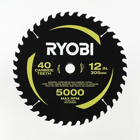 RYOBI 12"" 40T Carbide Thin Kerf Miter Saw Blade, BLACK in Saudi Arabia