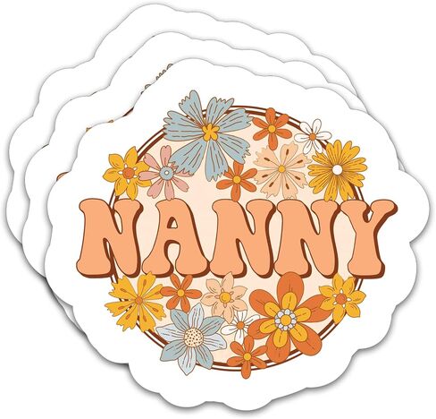 (3Pcs) World's Best Nanny Sticker Grandma Sticker Nana Sticker Perfect for Mimi Nana Grandmother Mother's Day – Waterproof Vinyl Decal for Book Laptop Phones Tumbler Water Bottles, Size 3 x 2.9 Inch in Kuwait