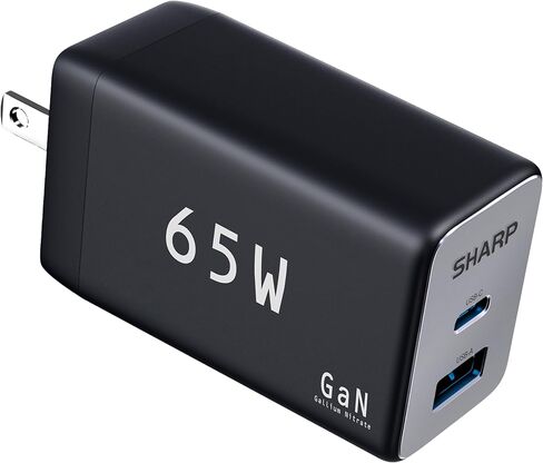 Sharp USB C Charger, 65W, 2 Port (USB A+C), Compact Foldable GaN Fast Charge for MacBook Pro/Air, iPad Pro, Galaxy S23, Dell XPS 13, Note 20/10+, iPhone 15/Pro, and More - White in Saudi Arabia