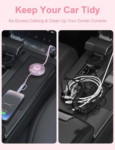 كابل USB C قابل للسحب 100 واط، كابل شحن متعدد 4 في 1 شحن سريع USB-C/A إلى Lightning/USB-C سلك شاحن هاتف قابل للسحب لهاتف iPhone 15 وSamsung وMacBook وiPad in Kuwait