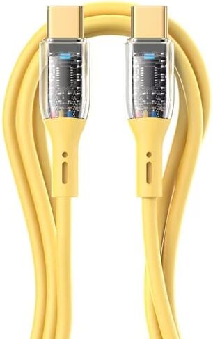 كابل شاحن USB C إلى C، كابل USB C بطول 3.3 قدم من النوع C إلى النوع C، كابل شحن سريع، كابل USB C من السيليكون الناعم إلى USB C لجهاز Galaxy S22/S21، PAD Mini 6/Air 4، Pixel. (CC، برتقالي، ترقية جديدة) in Kuwait