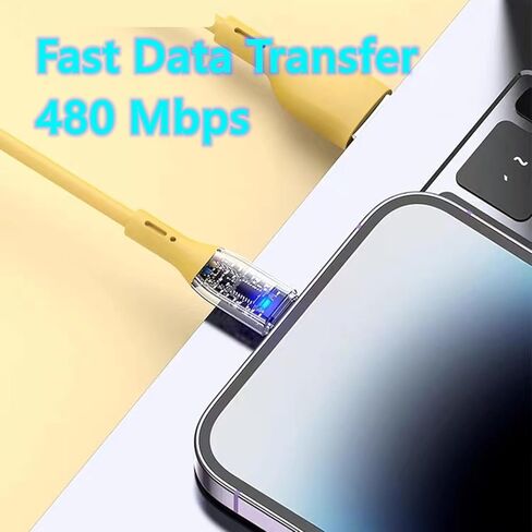 كابل شاحن USB C إلى C، كابل USB C بطول 3.3 قدم من النوع C إلى النوع C، كابل شحن سريع، كابل USB C من السيليكون الناعم إلى USB C لجهاز Galaxy S22/S21، PAD Mini 6/Air 4، Pixel. (CC، برتقالي، ترقية جديدة) in Kuwait