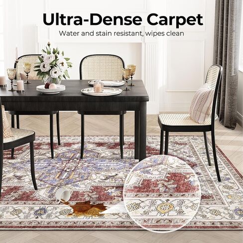 5x7 Area Rugs,Stain Resistant Washable Rug,Non-Slip Ultra-Thin Carpet for Living Room Entryway Bathroom Indoor (Brown, 5x7ft) in Saudi Arabia