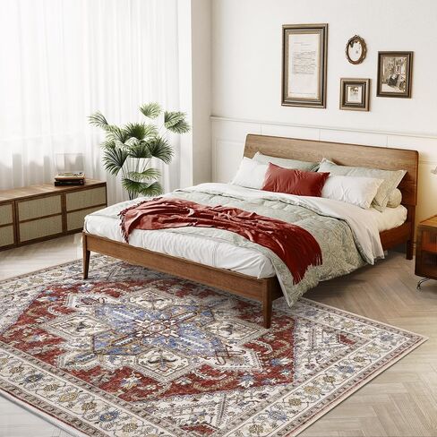 5x7 Area Rugs,Stain Resistant Washable Rug,Non-Slip Ultra-Thin Carpet for Living Room Entryway Bathroom Indoor (Brown, 5x7ft) in Saudi Arabia