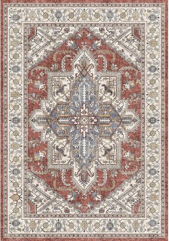 5x7 Area Rugs,Stain Resistant Washable Rug,Non-Slip Ultra-Thin Carpet for Living Room Entryway Bathroom Indoor (Brown, 5x7ft) in Saudi Arabia