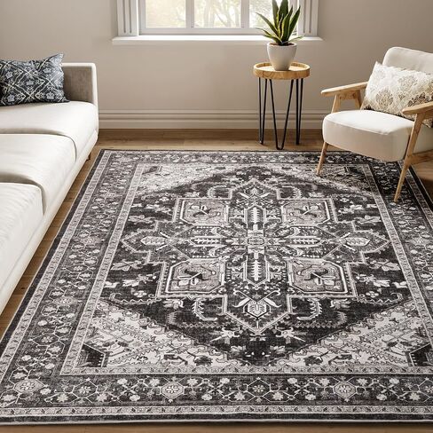5x7 Area Rugs,Stain Resistant Washable Rug,Non-Slip Ultra-Thin Carpet for Living Room Entryway Bathroom Indoor (Brown, 5x7ft) in Saudi Arabia