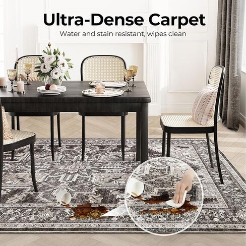 5x7 Area Rugs,Stain Resistant Washable Rug,Non-Slip Ultra-Thin Carpet for Living Room Entryway Bathroom Indoor (Brown, 5x7ft) in Saudi Arabia